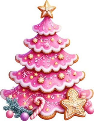 Weihnachten rosa Keksbaum Wandkunst Schlafzimmer Fenster Vinyl Aufkleber Abziehbild 6 Größen