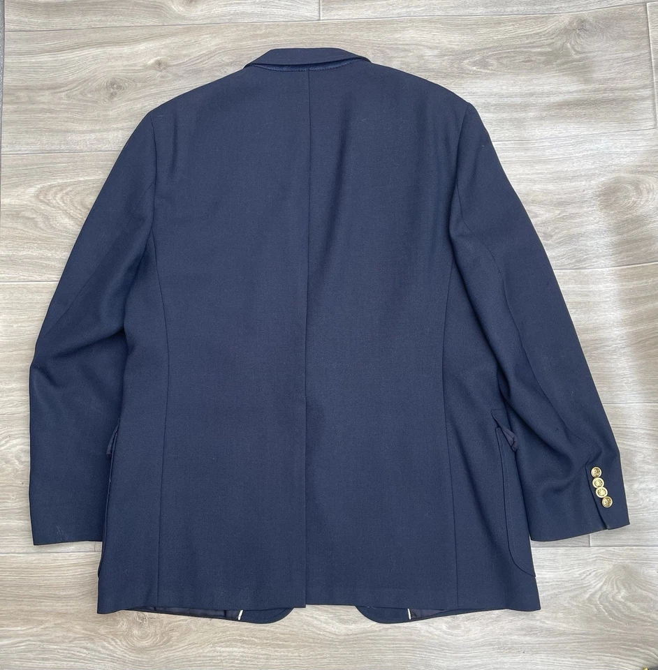 Vintage Lands End Wool Blend Blazer Sports Coat Navy Gold Buttons Mens Size 46R - Image 2 of 4