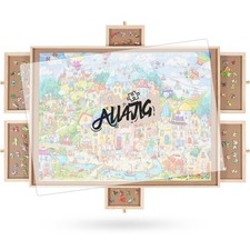 1500 Pieces Rotating Puzzle Board with 6 Drawers and Cover,25"x34"Portable Wo...