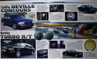 Cadillac Deville vs Bentley Picture Brochure Pamphlet Out of Print Vtg Sheet    