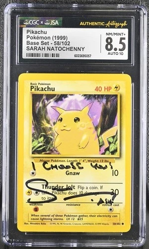 Pikachu Base Set - SIGNED - Sarah Natochenny - CGC 8.5 - CGC/AUTO Verified