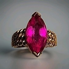 Vtg Sterling Silver Lab Grown Ruby Ring-Size 9