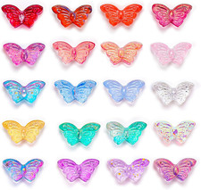 Butterfly Beads 100Pcs Crystal Butterfly Beads for Jewelry Making Glass Bead for