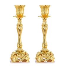 Gold Candlestick Holders Set of 2 Taper Candle Holders Deluxe Ornate Candle H