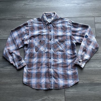 Vintage Five Brothers Workwear Shirt Large Plaid Flannel Union USA Distressed