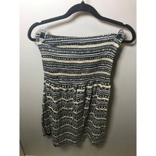 Guess  XL Strapless Smocked Tube Dress Black White Geometric Mini Q31K0500000