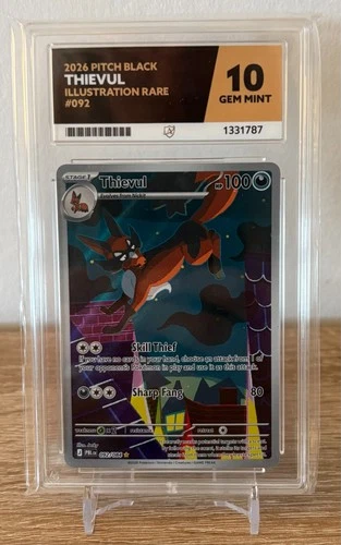 Pokémon Thievul 092/084 Pitch Black Illustration Rare ACE 10 Gem Mint