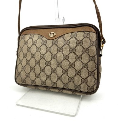 GUCCI Vintage GG Supreme PVC Shoulder Bag Brown