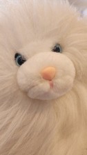 VTG Soft Classics Realistic CAT Plush White Large Long Hair 1986 Dakin   