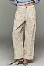 Anthropologie Pilcro Sparkle EMBELLISHED WIDE LEG RELAXED Cuff Jeans pants 29