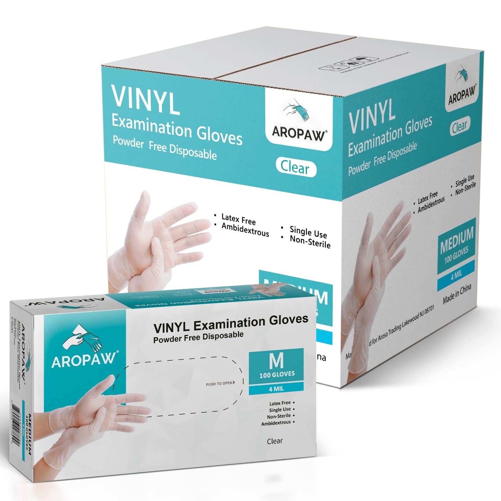 Vinyl Gloves Case 4 MIL Latex Free Powder Free 10 Boxes 1000 Gloves-image
