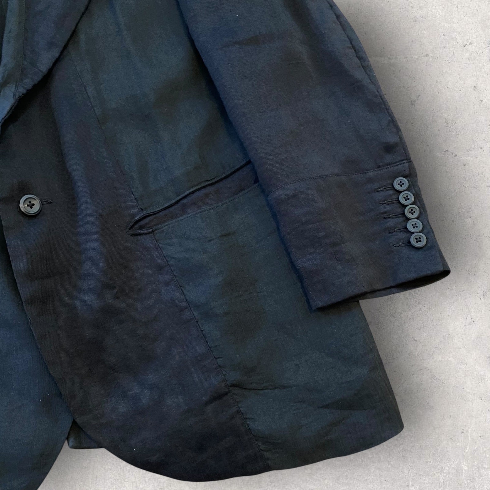 Ziggy Chen Blazer Jacket 2 Button Black Linen Ble… - image 8