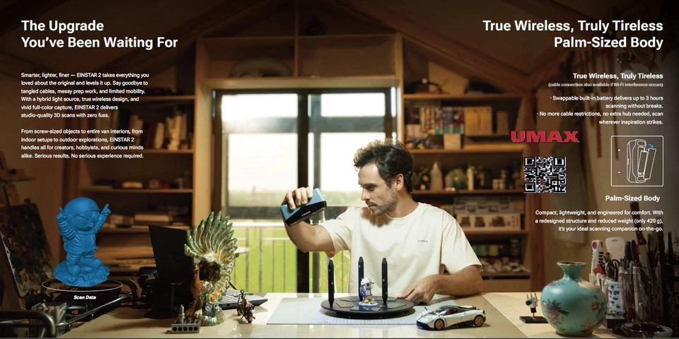 EINSTAR 2 Professional Wireless 3D Scanner, Hybrid Blue Laser & IR, 90FPS - Image 2 of 4