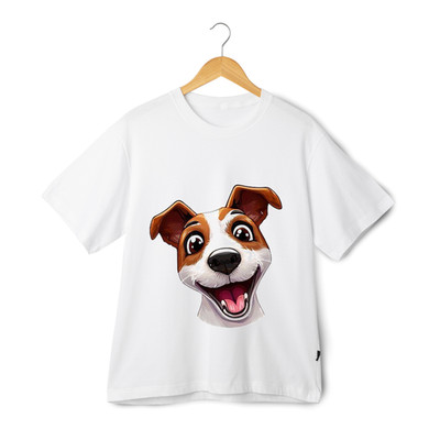 Jack Russell T-Shirt - Unisex Cute Happy Dog Cartoon Graphic Pet Tee Streetwear