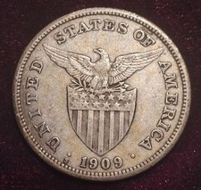 1909-S Peso US-Philippines World Silver Coin Very Fine VF - KM 172