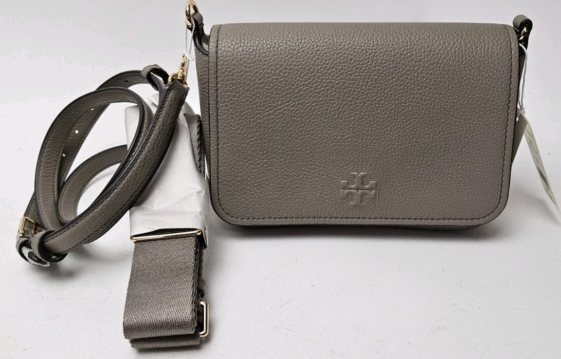 Tory Burch Thea Flap Crossbody Gray Heron 144688 NWT $428 | eBay