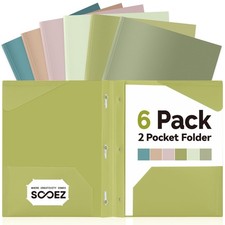Sooez Folders with Pockets and Prong, 6 Pack, Green Colors, File Colors