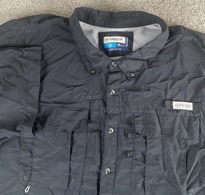 Magellan Laguna Men 4XLT Shirt Solid Fish Gear Black Multi pocket Vented Wicking