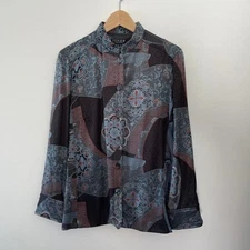 CItron Santa Monica Jacket Womens Large Brocade Mandarin Collar Art To Wear