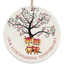Cute Deer Couple 11 Years Ornament Our 11th Wedding Anniversary Christmas Gift