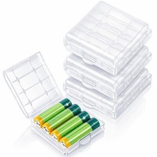 Skrfren 4 pcs AA/AAA Battery Organizer Storage Case, Clear CLear
