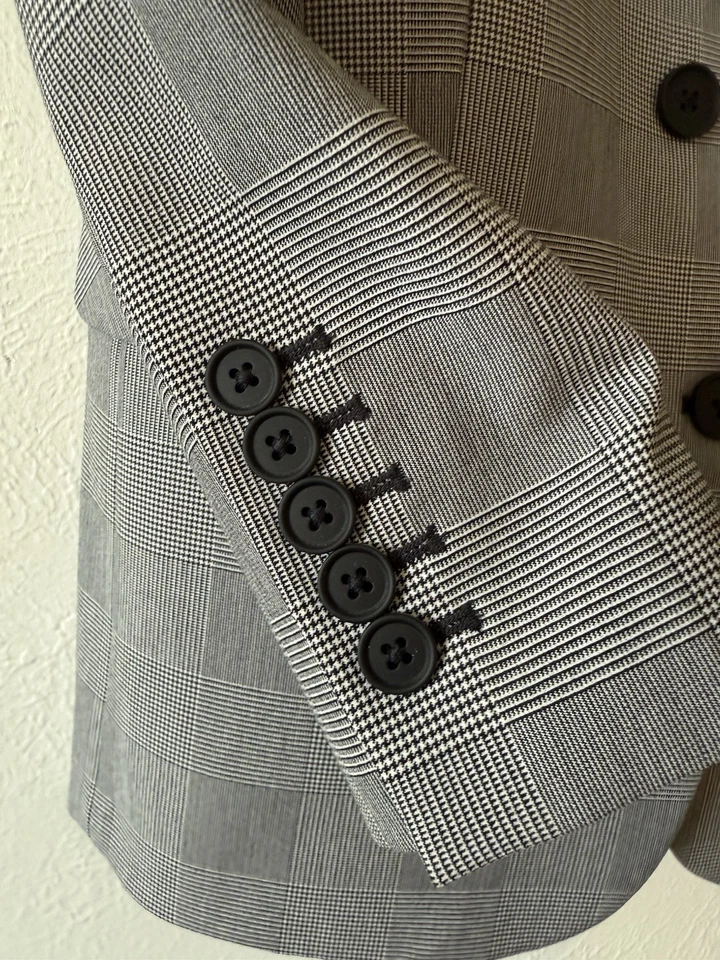 Blazer Express Branco/Preto Espinha de Arenque Peito Duplo Tamanho Pequeno - Imagem 4 de 4