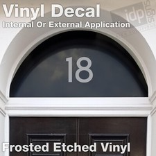 FROSTED ETCHED FANLIGHT DOOR HOUSE NUMBER VINYL DECAL STICKER - 3 SIZES - EAVES