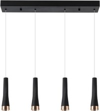 Modern 4-Light Island Pendant Lighting, 20W 2500LM Adjustable Black Fixture