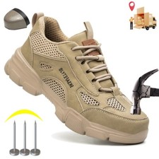 Men mesh Breathable shoes steel toe safety work shoe advanced non-slip traction