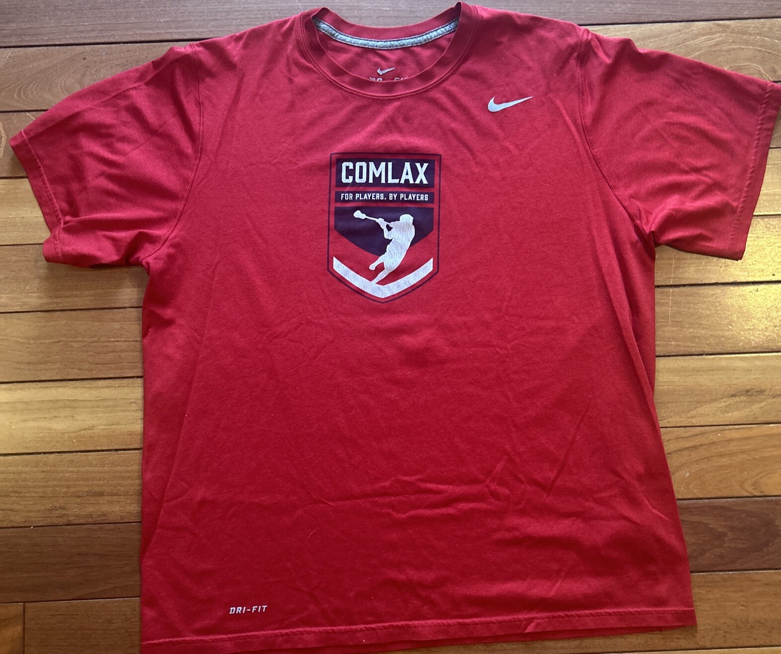 Nike Shirt Mens Large Red Dri-FIT Comlax For Players By Lacrosse TShirt