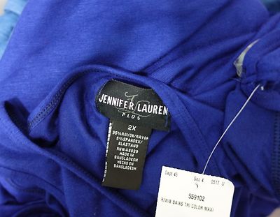 JENNIFER LAUREN WOMEN PLUS 1X 2X 3X LONG BLUE RED WHITE STRIPED T