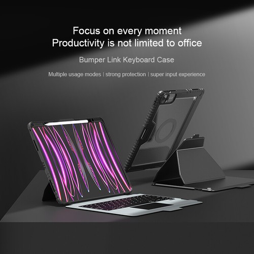 For iPad Pro 11/13 M4 2024 2IN1 Slide Lens Cover Leather Keyboard Magnet Case - Picture 2 of 22