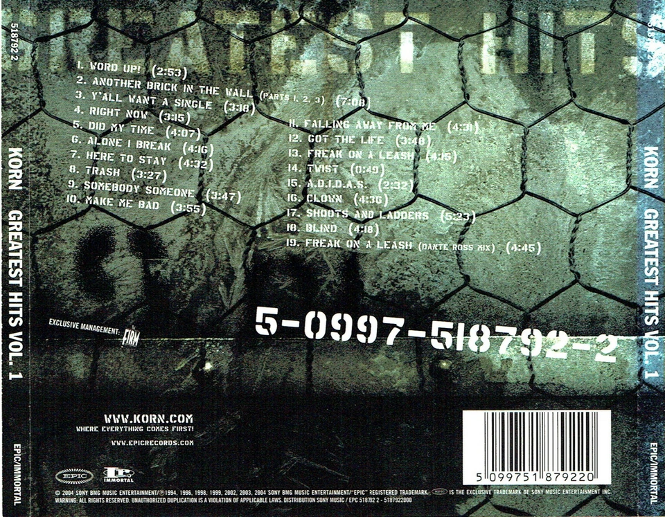 (CD) Korn - Greatest Hits Vol. 1 - Word Up!, Clown, Blind, Shoots And Ladders - Bild 2 von 2