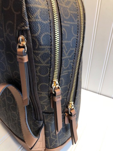 NWT Calvin Klein Gold and Brown CK Backpack Purse - Picture 5 of 11
