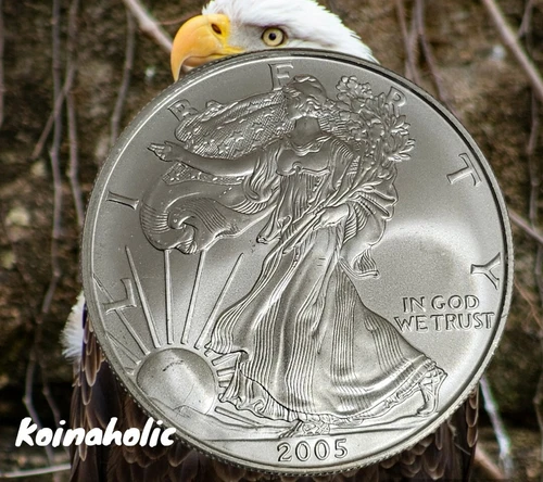 2005 $1 American Silver Eagle Dollar BU 1 oz .999 Fine Silver, From Storage