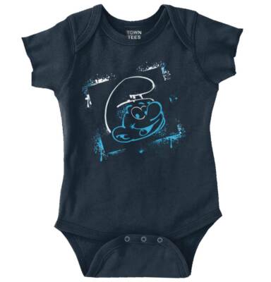 Smurf Cartoon Character Urban Graffiti Vibes Newborn Baby Boy Girl Infant Romper