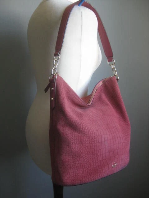 KATE SPADE BUCKET BAG large salmon pink suede leather shoulder tote hobo real - Image 2 of 4