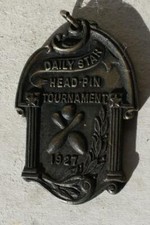 Bowling Daily Star England UK Head Pin Tournament 1927 Bowling Medal Crossed Pin