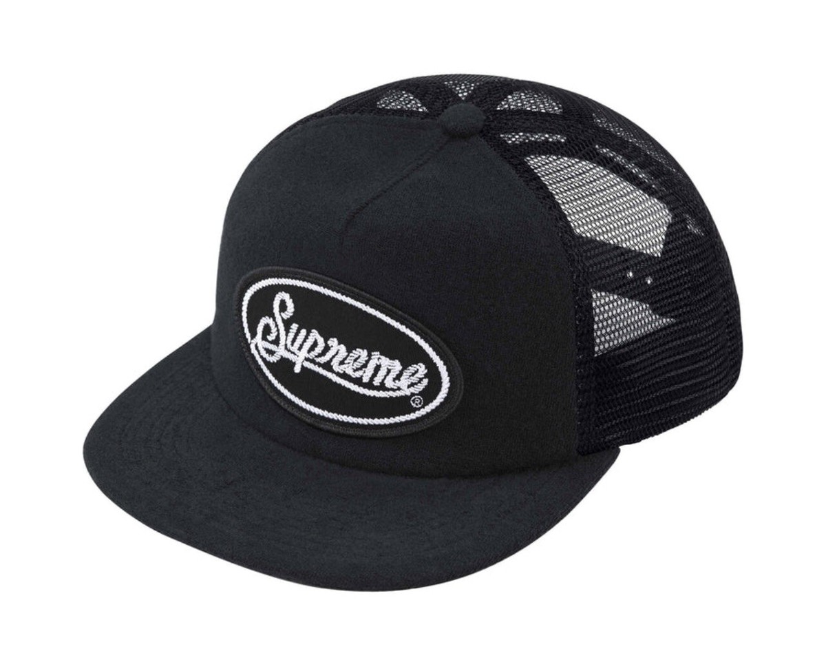 Supreme Terry Mesh Back 5-Panel Cap Black SS24 BRAND NEW In Hand