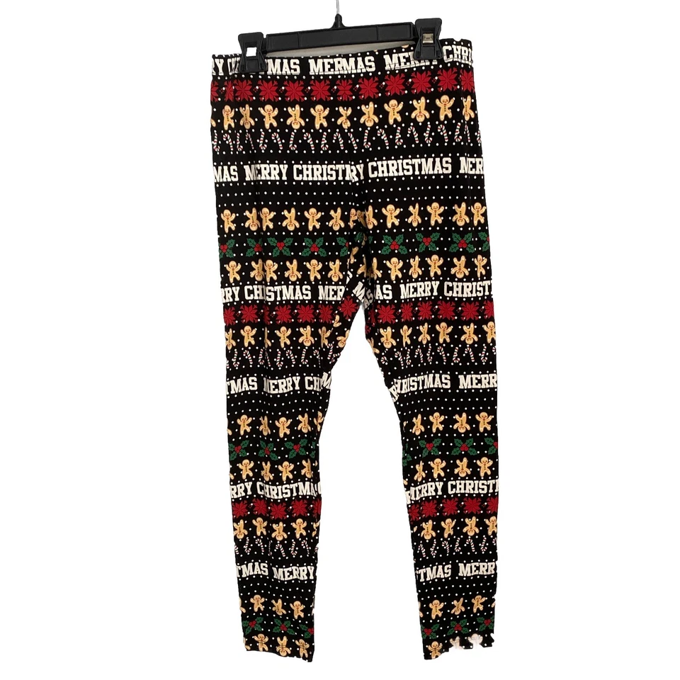Holiday Time Girls XXL 18 Christmas leggings Stretchy Gingerbread Holly Red - Image 2 of 4