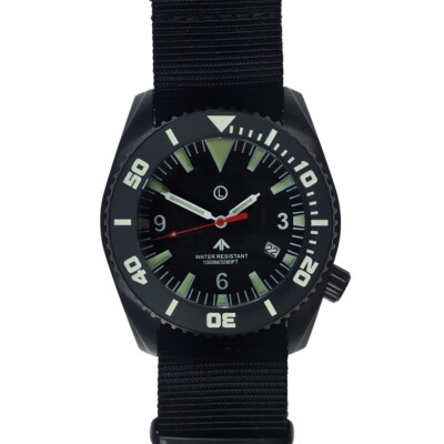 MWC Dephtmaster 1000m PVD Quarz Swiss Stahl Schwarz Militar Datum Herren Uhr