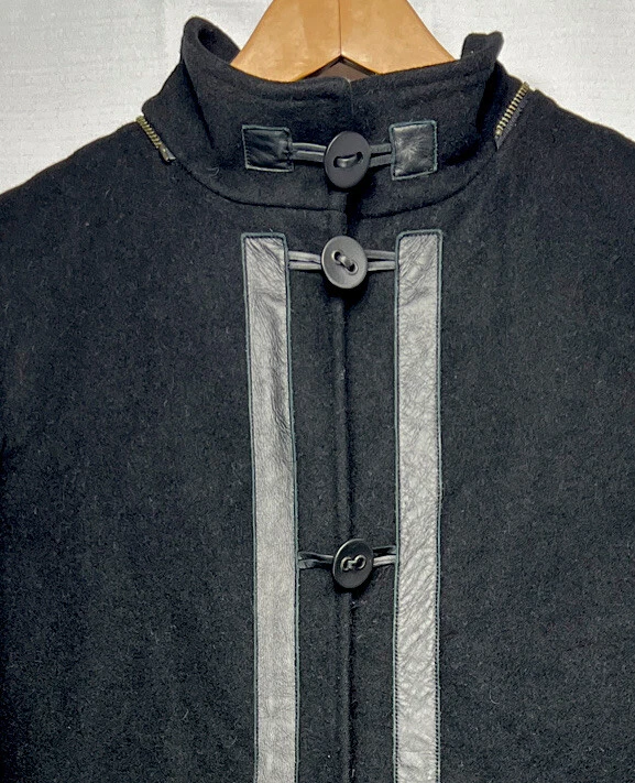 Mackage Wool Coat w/Leather Trim Womens Small Trench Military Jacket Canada Made - Image 3 of 4