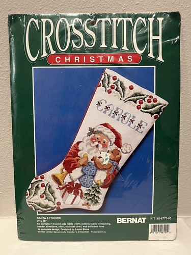 Bernat Christmas Santa & Friends stocking cross stitch kit unopen