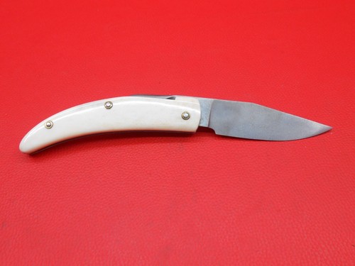 Custom Handmade Wootz Ingot Steel Pocket knife Bone Handle Leather Sheath S43 - Picture 4 of 16