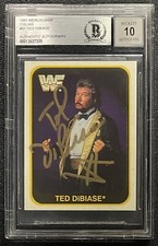 TED DIBIASE SIGNED 1991 MERLIN WWF #91 BECKETT AUTO GRADE 10 MILLION DOLLAR MAN