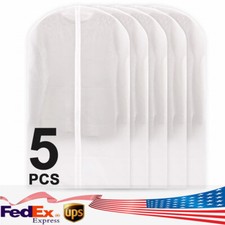 Garment Bag Travel Suit Dress Storage Clear Cover Full Zipper Coat Carrier 5 Pcs