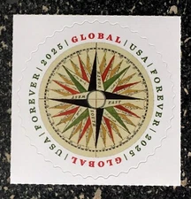 2025USA #5956 Global Forever Rate - Compass Rose - Single Stamp Mint  postage