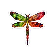 Dragonfly Sticker, Stained Glass Window Sticker, Suncatcher Sticker, Vinyl Decal