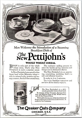 PRINT AD 1926 Pettijohn's Whole Wheat Cereal Quaker Oats Breakfast 6 x 8