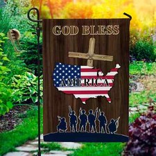 God Bless America Christian Cross Flag American Patriotic Graden Flag